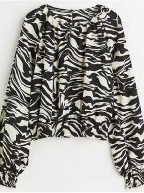 H&M Black & White Zebra-Print Blouse